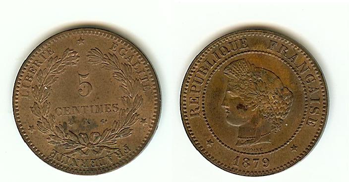 5 centimes Cérès 1879 Paris SPL- à SPL